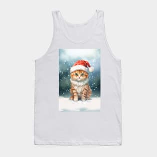 Christmas Ginger Cat in the Snow Tank Top